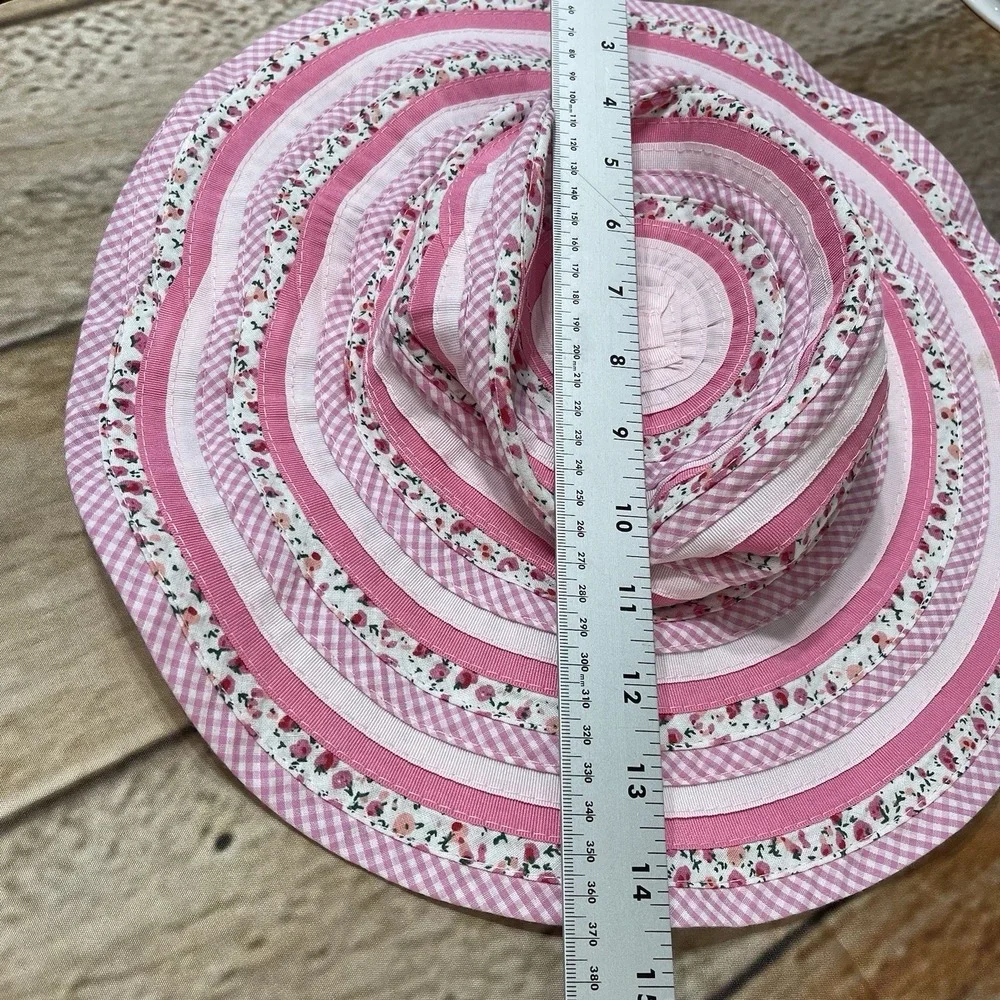 Millymook Sweetheart Girls Size Pink Gingham & Floral Floppy Sun Hat
